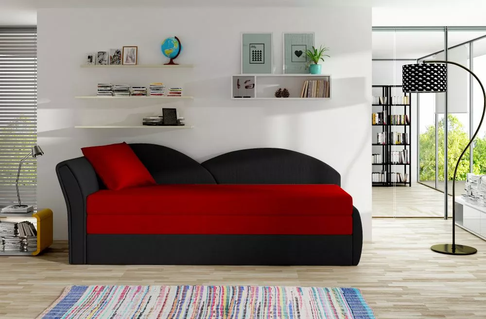 Dīvāns Aga Duo standard · Sarkans + melns · 80 × 218 × 77 cm