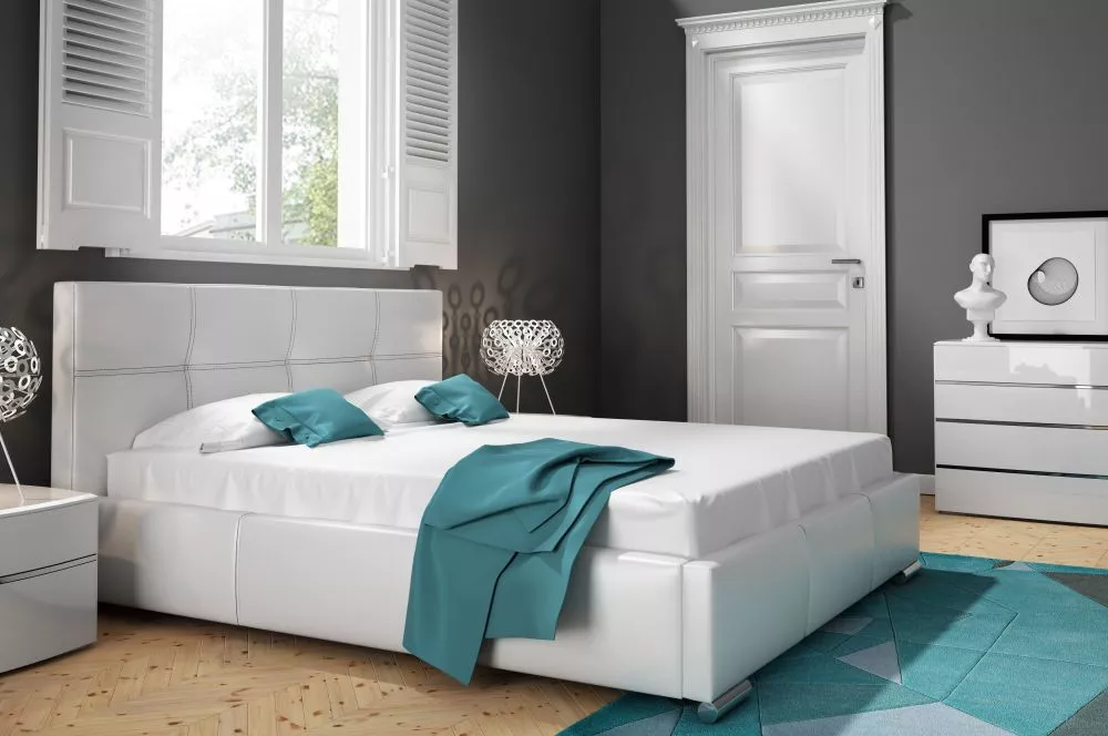 Gulta Kos standard ar stelāžu Guļamvietas platums: 200 cm, Guļamvietas garums: 200 cm, stelāžas tips: metāla, · Balts · 