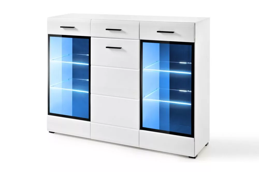 Kumode Lauren KHB ar LED · Balts · 150 × 41 × 112 cm