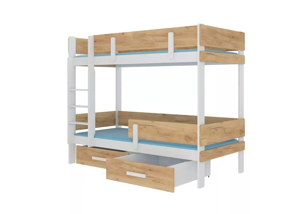 Bērnu gulta Etiona White ar stelāžam Guļamvietas platums: 80 cm, Guļamvietas garums: 180 cm, · 93 × 188 × 156 cm