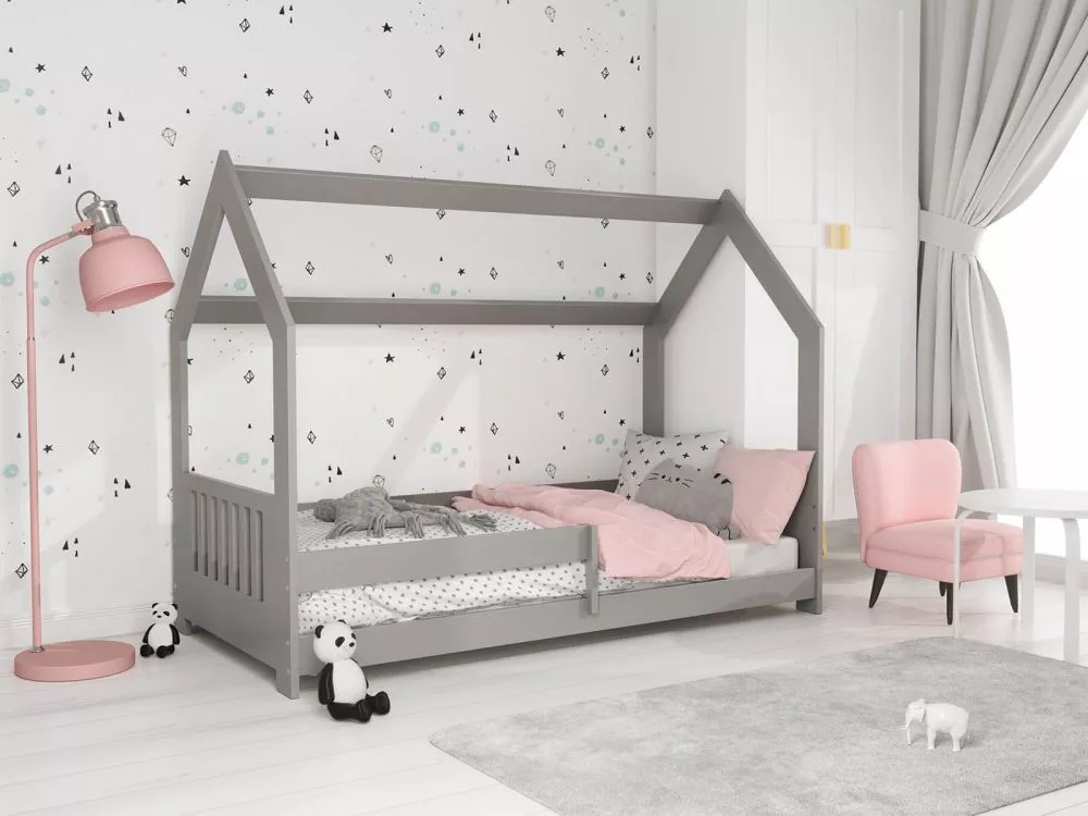 Bērnu gulta Domek D5-E ar stelāžu Guļamvietas platums: 80 cm, Guļamvietas garums: 160 cm, · 87 × 164 × 124 cm