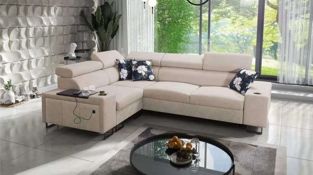 Dīvāns Melody 2 Premium Standard · Gaiši brūns + krēma · 205 × 282 × 84 cm