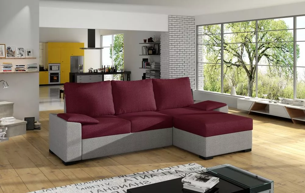 Dīvāns Lusso standard · Tumši rozā + pelēks · 160 × 245 × 90 cm