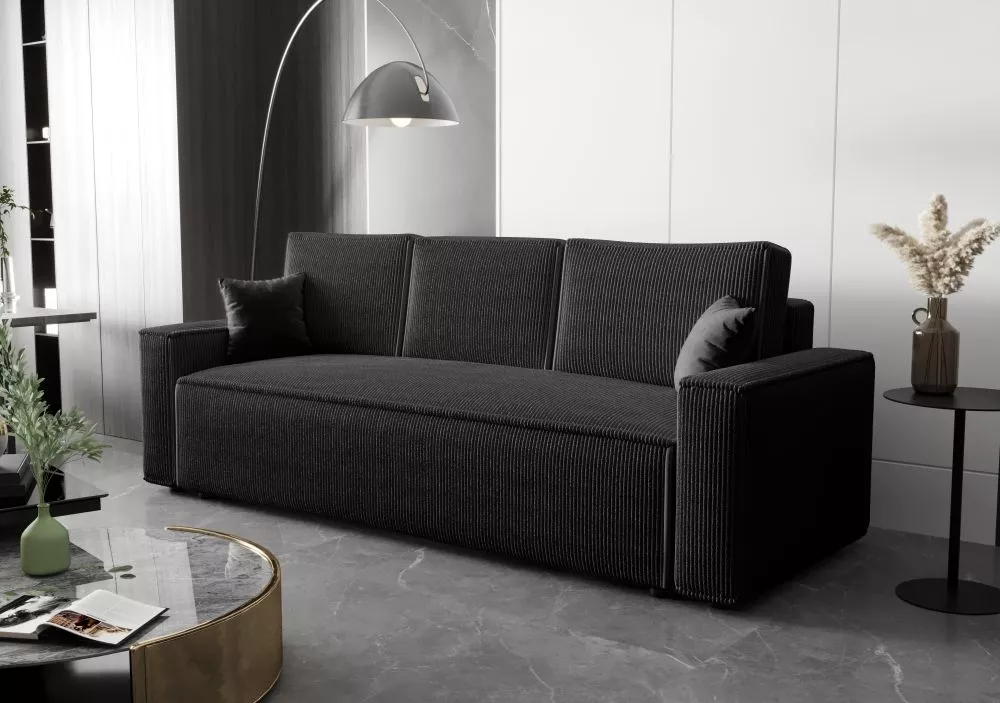 Dīvāns Ambro 3S standard · Melns · 90 × 230 × 85 cm