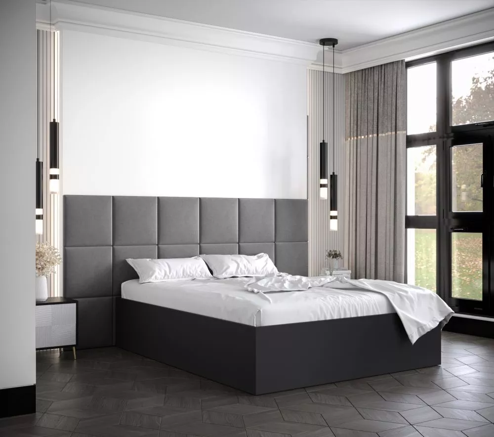 Gulta Bella 4 ar stelāžu Guļamvietas platums: 140 cm, Korpusa krāsa: melns, Guļamvietas garums: 200 cm, stelāžas tips: k