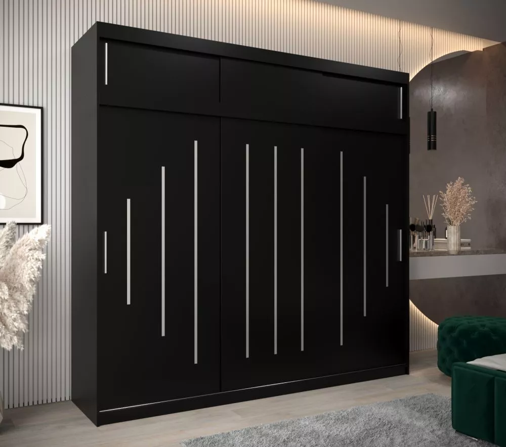 Skapis York Premium · Melns · 250 × 62 × 240 cm