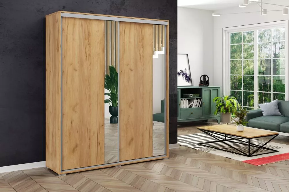 Skapis Modern A4 · Ozols craft zelts · 200 × 62 × 245 cm