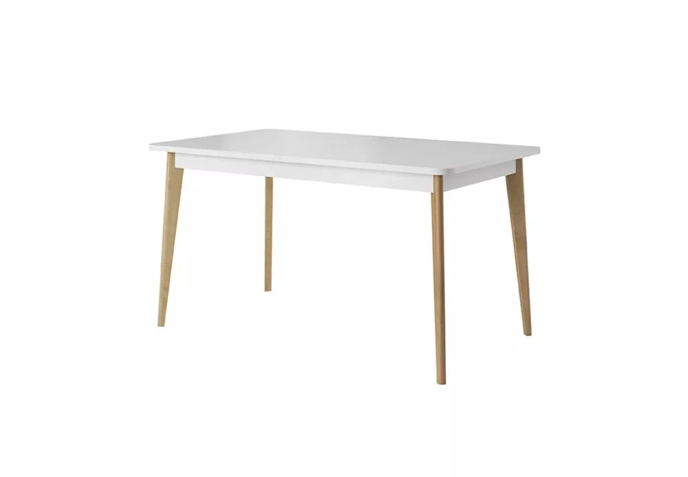 Galds Nordi ST140 · Balts + ozols riviera · 140 × 75 × 80 cm