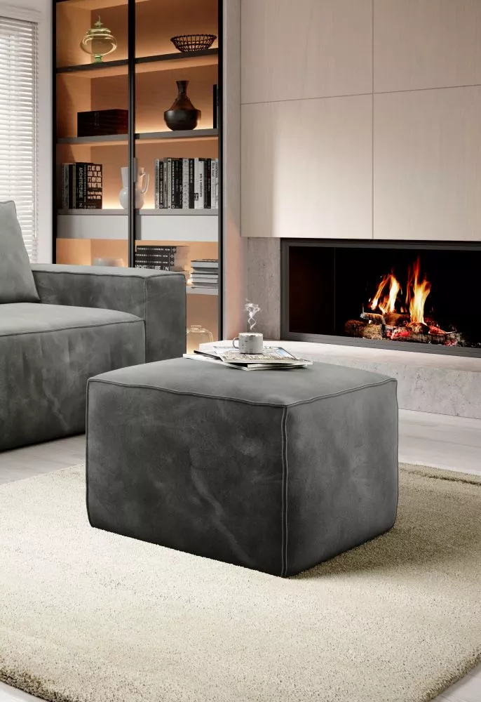 Pufs Silla P Premium Standard Auduma numurs: Loco 04, · Tumši pelēks · 88 × 45 × 68 cm