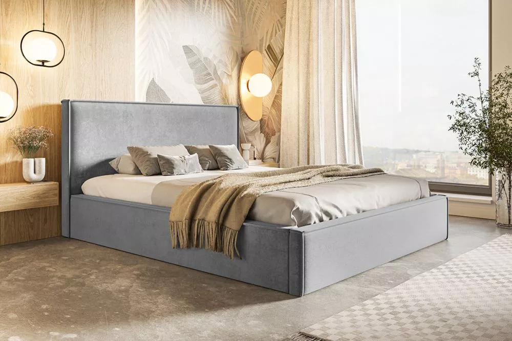 Gulta Slim 12 standard ar stelāžu Guļamvietas platums: 160 cm, Guļamvietas garums: 200 cm, stelāžas tips: koka, · Pelēks