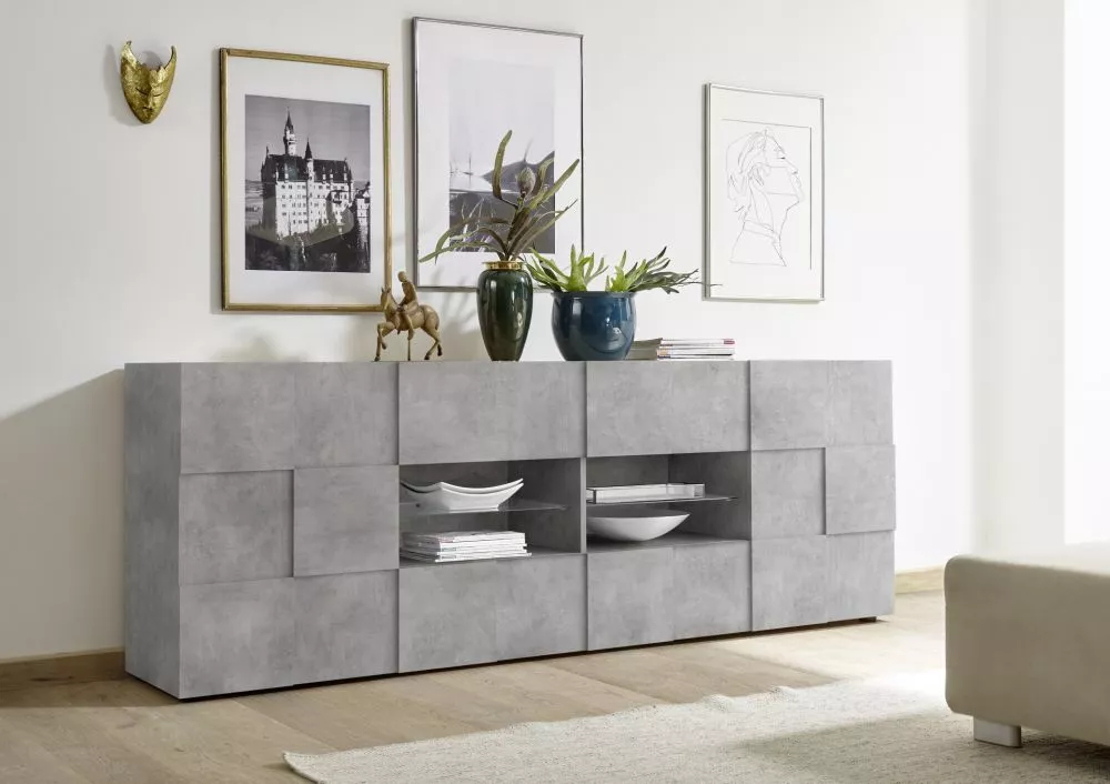 Kumode Dama 08 ar LED · Betons · 241 × 43 × 84 cm