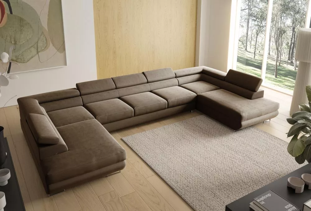 Dīvāns Alice U XL 160 standard · Brūns · 202 × 400 × 70 cm