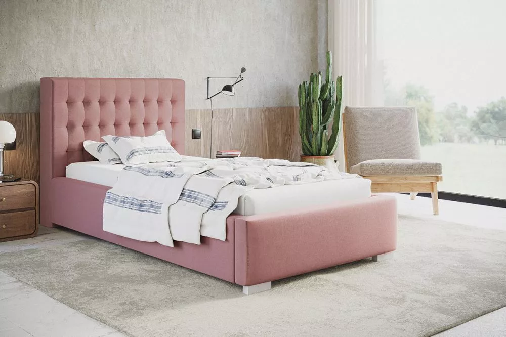 Gulta Bed 2 standard ar stelāžu Guļamvietas platums: 90 cm, Guļamvietas garums: 200 cm, stelāžas tips: koka, · Rozā · 11