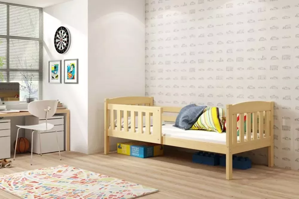 Bērnu gulta Kubus Single Basic ar stelāžu Guļamvietas platums: 80 cm, Guļamvietas garums: 160 cm, · Priede · 87 × 166 × 