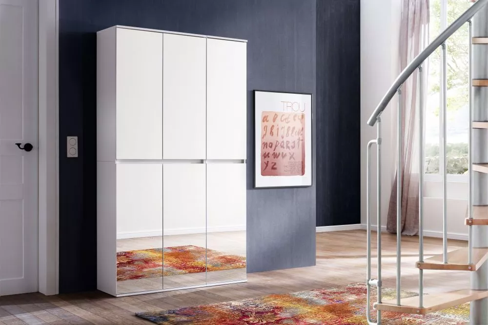 Skapis Mirror 03 · Balts · 111 × 34 × 191 cm