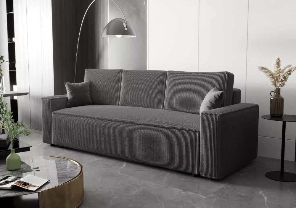 Dīvāns Ambro 3S standard · Tumši pelēks · 90 × 230 × 85 cm