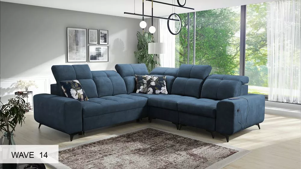 Dīvāns Golden 3 standard · Zila · 266 × 266 × 85 cm