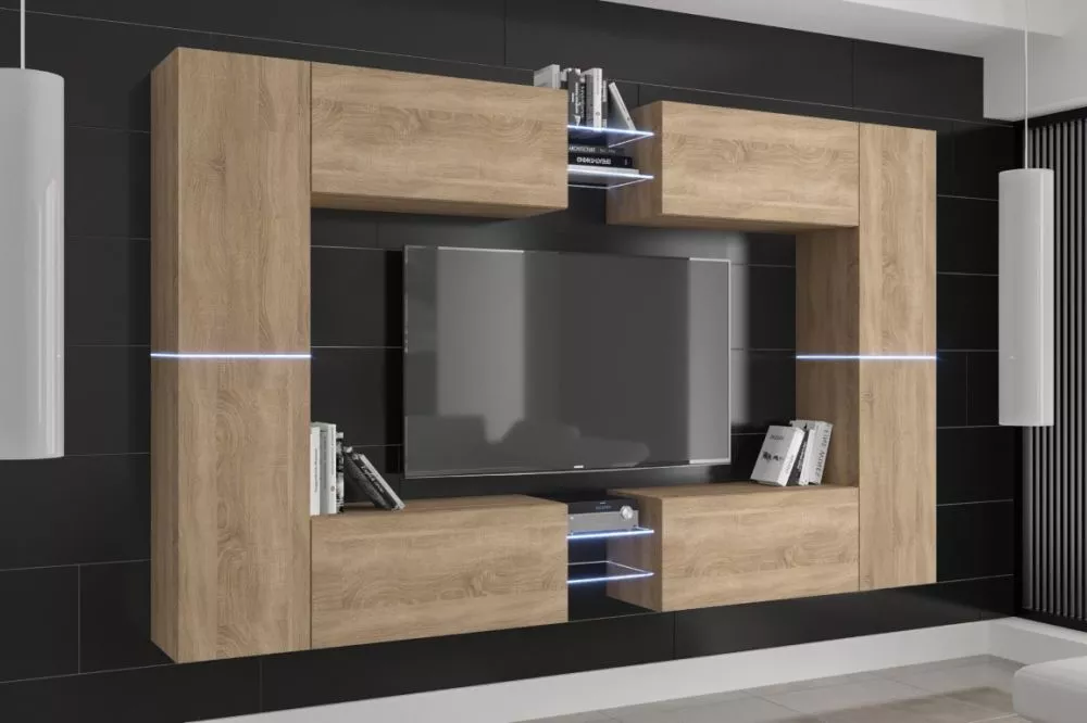 Sekcija Concept 20N ar LED · Ozols sonoma · 274,6 × 35 × 182,5 cm