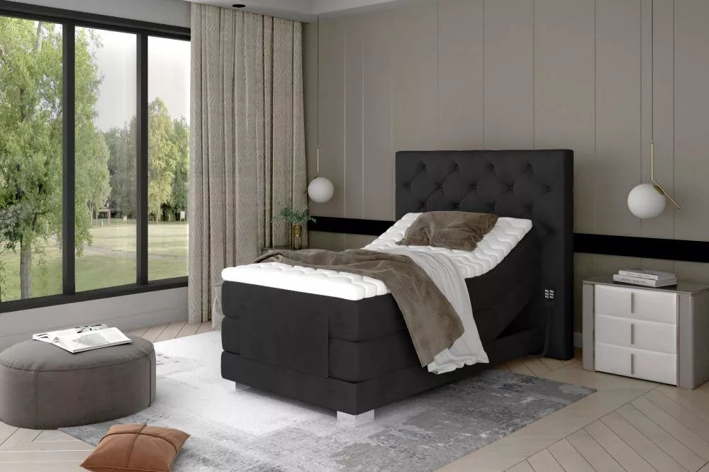 Gulta Clover Electric Boxspring Lux standard Guļamvietas platums: 90 cm, Guļamvietas garums: 200 cm, · Melns · 109 × 217