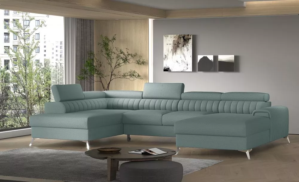 Dīvāns Lacante Premium standard · Gaiši zils · 202 × 347 × 74 cm