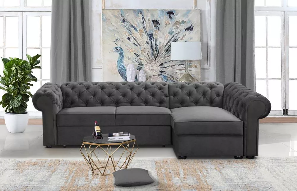 Dīvāns Valentino XL Standard · Pelēks · 173 × 278 × 78 cm