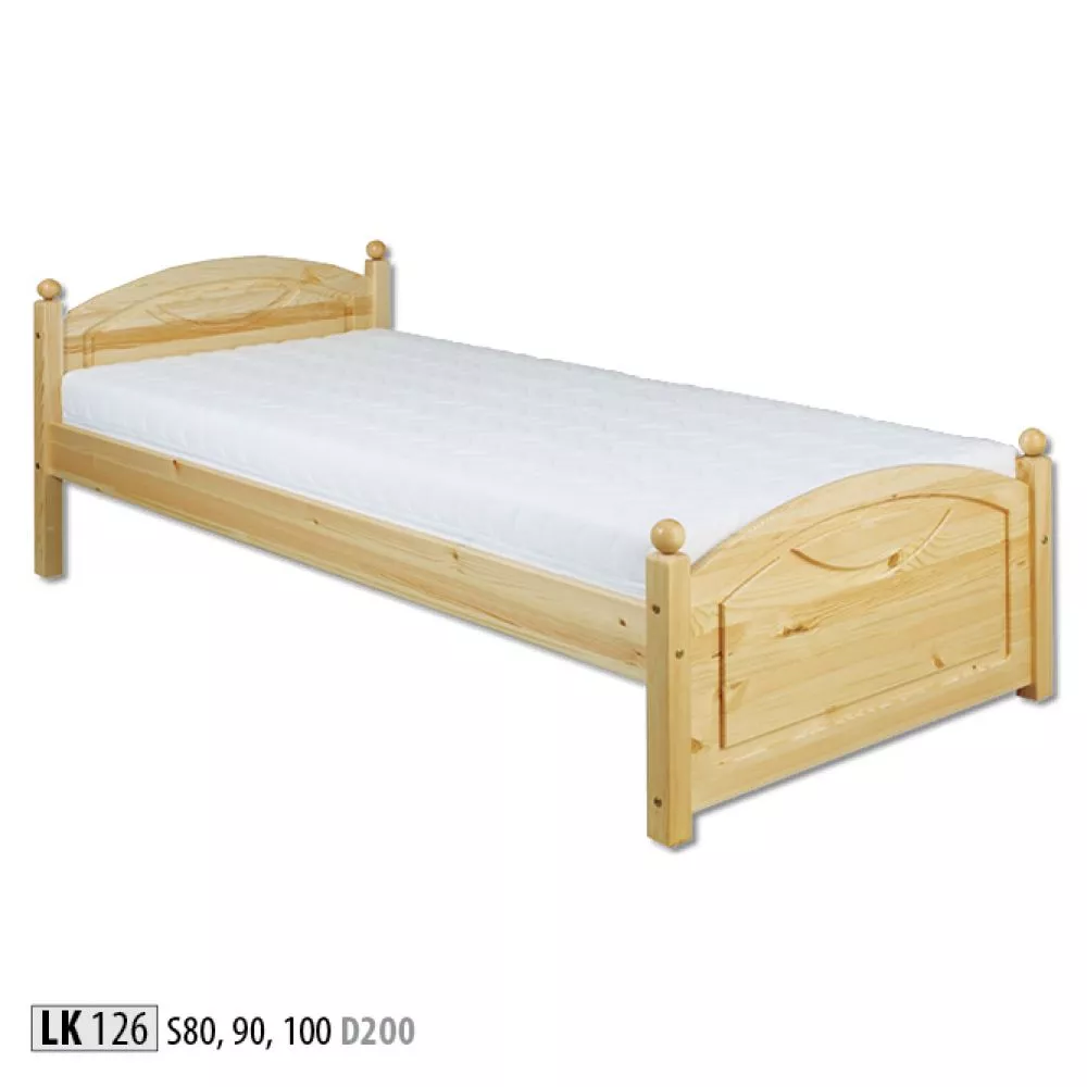 Gulta LK 126 ar stelāžu Kājiņu izmērs: 6x6 cm, Guļamvietas platums: 80 cm, Guļamvietas garums: 200 cm, stelāžas tips: ko