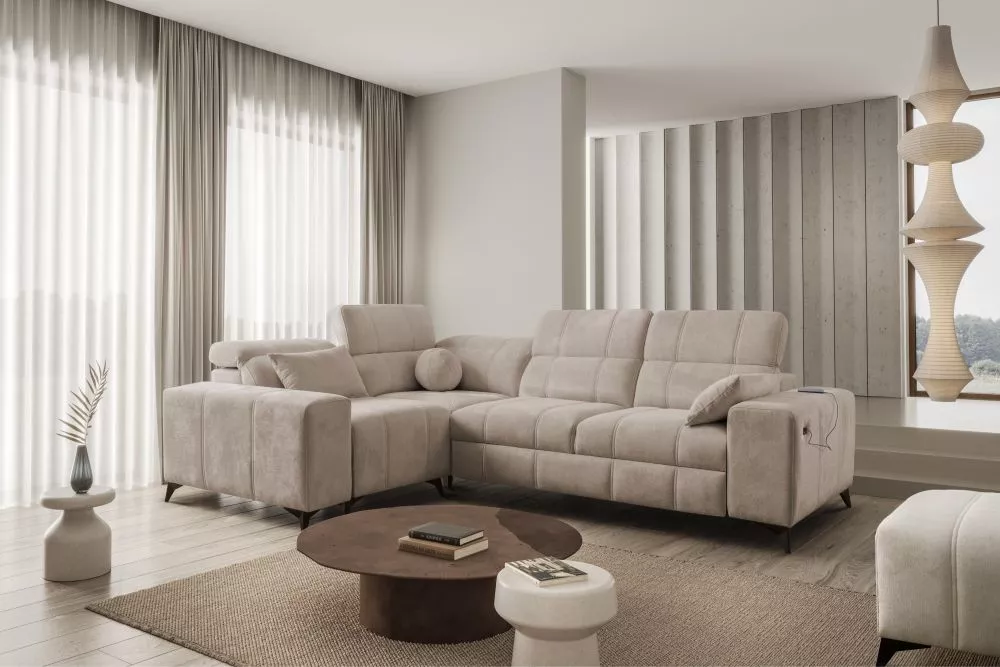 Dīvāns Dafne 2 Spring Standard · Kapučino · 205 × 276 × 77 cm