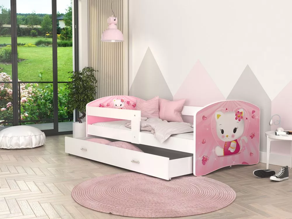 Bērnu gulta Lucky W33L ar stelāžu Guļamvietas platums: 80 cm, Guļamvietas garums: 140 cm, · 85 × 143 × 65 cm