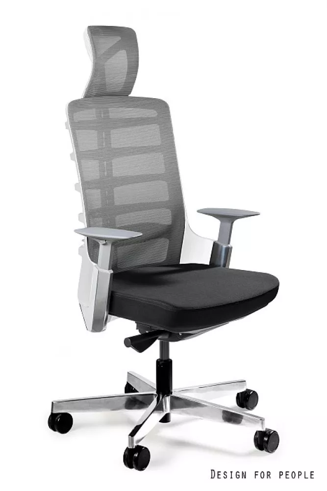 Datorkrēsls Spinelly Korpusa krāsa: melns + pelēks, Elementu krāsa: balts, Sēdvietas platums: 50 cm, · 70 × 50 × 118 cm