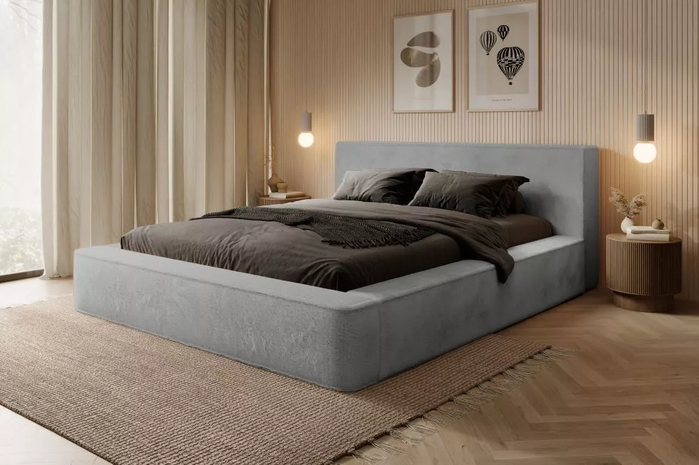 Gulta Ajsza Standard ar stelāžu Guļamvietas platums: 180 cm, Guļamvietas garums: 200 cm, stelāžas tips: koka, · Pelēks ·