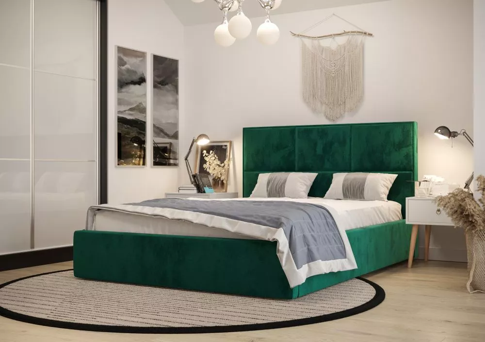 Gulta Elga Standard ar stelāžu Guļamvietas platums: 140 cm, Guļamvietas garums: 200 cm, stelāžas tips: koka, · Zaļš · 15