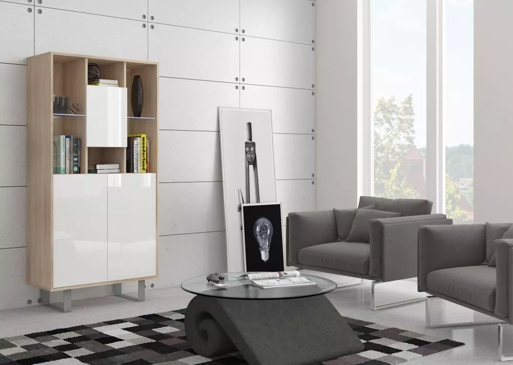 Plaukts King kin 05 · Sonoma + balts spīdums · 80 × 165 × 36 cm