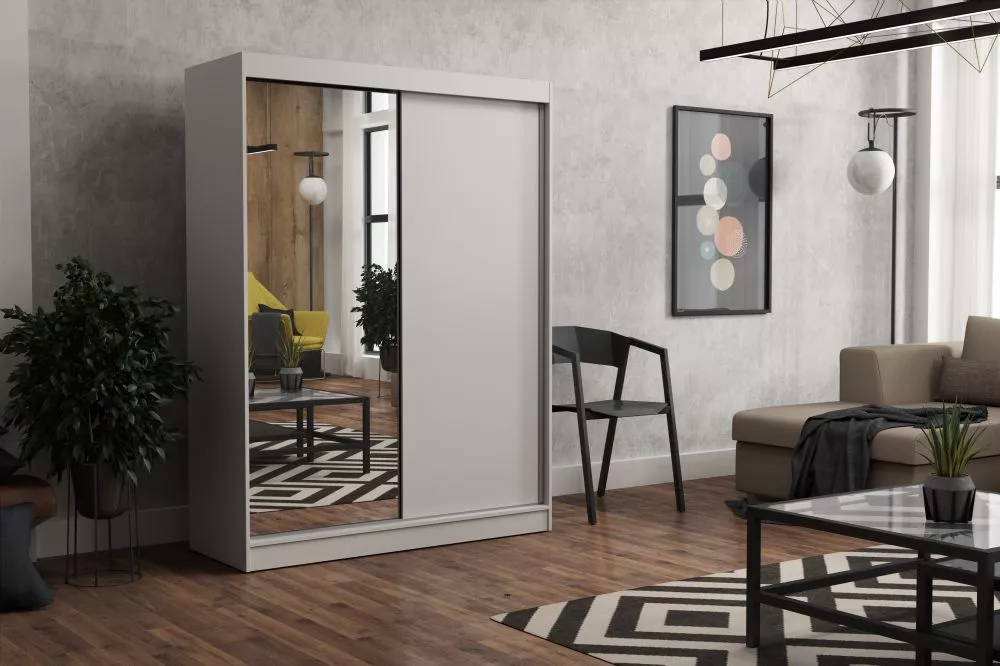 Skapis John Mirror · Balts · 160 × 60 × 215 cm