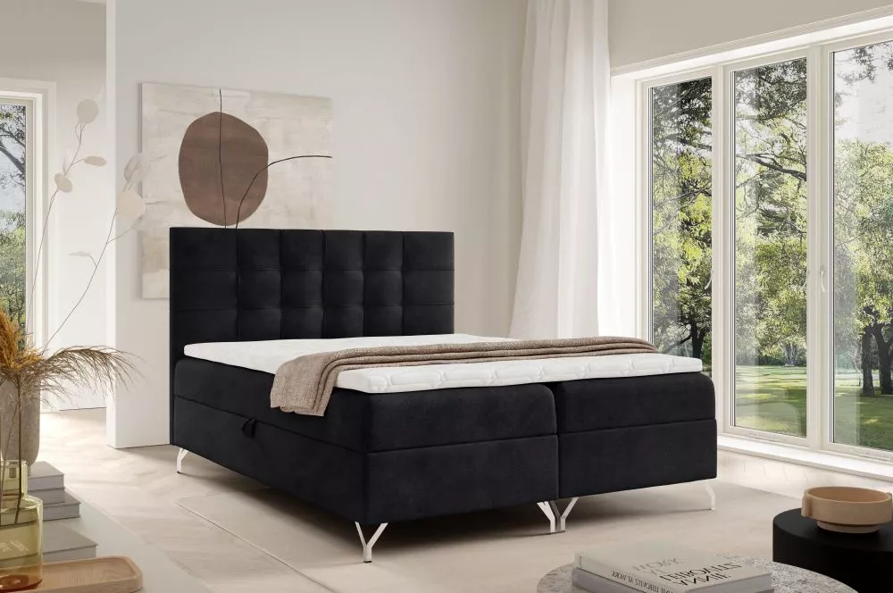 Gulta Top 7 Boxspring Standard Guļamvietas platums: 160 cm, Guļamvietas garums: 200 cm, · Melns · 164 × 208 × 115 cm