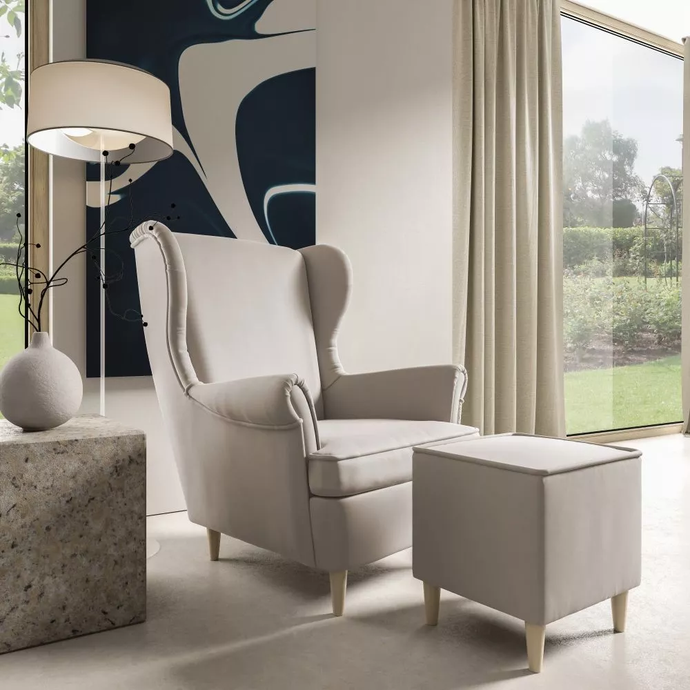 Mīksts krēsls Maya 194 1S+P Standard Sēdvietas dziļums: 55 cm, · Gaiši bēšs · 85 × 90 × 103 cm