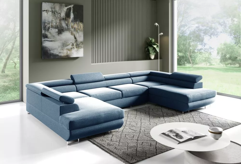 Dīvāns Corner 160 standard · Gaiši zils · 201 × 335 × 72 cm