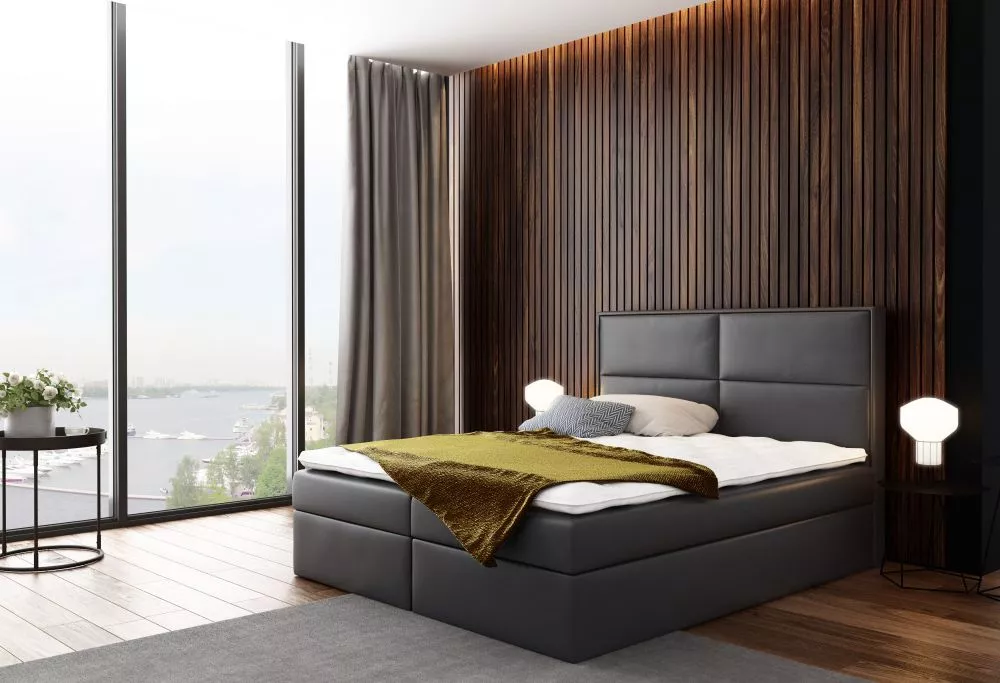 Gulta Grand 1 standard ar stelāžu Guļamvietas platums: 160 cm, Guļamvietas garums: 200 cm, · Melns · 160 × 213 × 120 cm