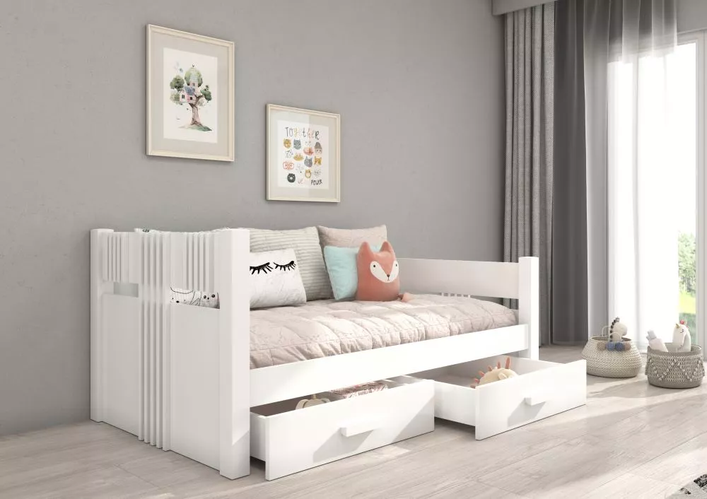 Bērnu gulta Bibi ar stelāžu Guļamvietas platums: 90 cm, Guļamvietas garums: 200 cm, · 103 × 214 × 80 cm
