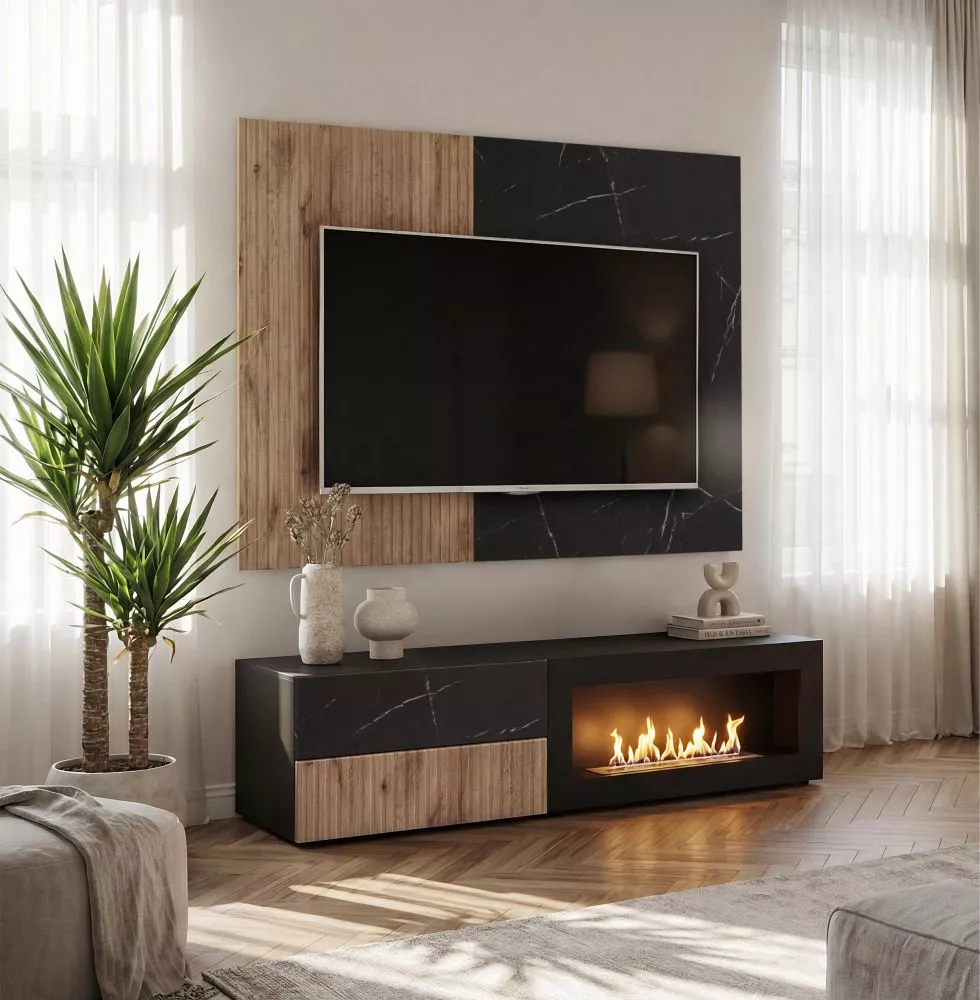 Sekcija Cannes 1-K Korpusa krāsa: melns + melns marmors, · 160 × 45 × 120 cm