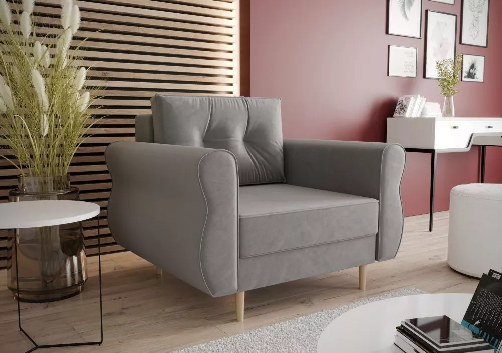 Mīksts krēsls Apollo 1S standard Sēdvietas dziļums: 60 cm, · Gaiši pelēks · 100 × 75 × 90 cm