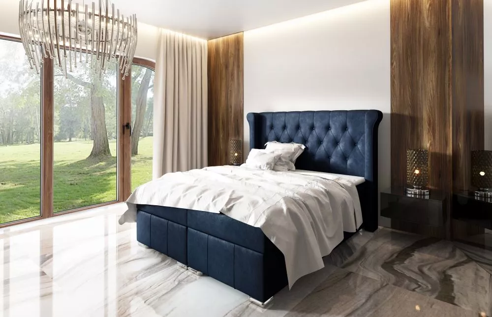 Gulta Massimo Boxspring Premium Standard Guļamvietas platums: 140 cm, Guļamvietas garums: 200 cm, · Tumši zils · 180 × 2