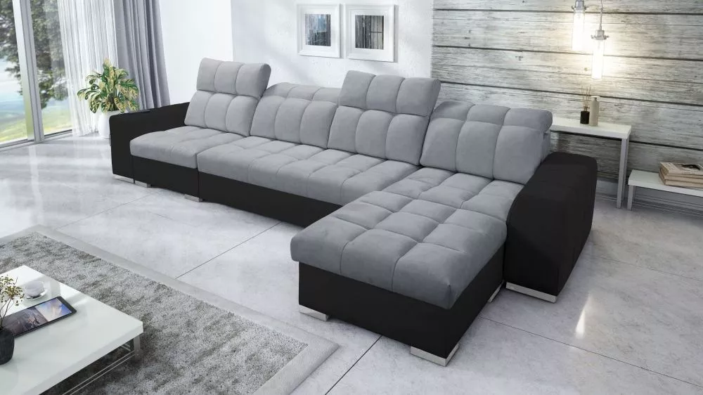 Dīvāns Pagano 12 Premium Standard · Tumši pelēks + melns · 179 × 366 × 83 cm