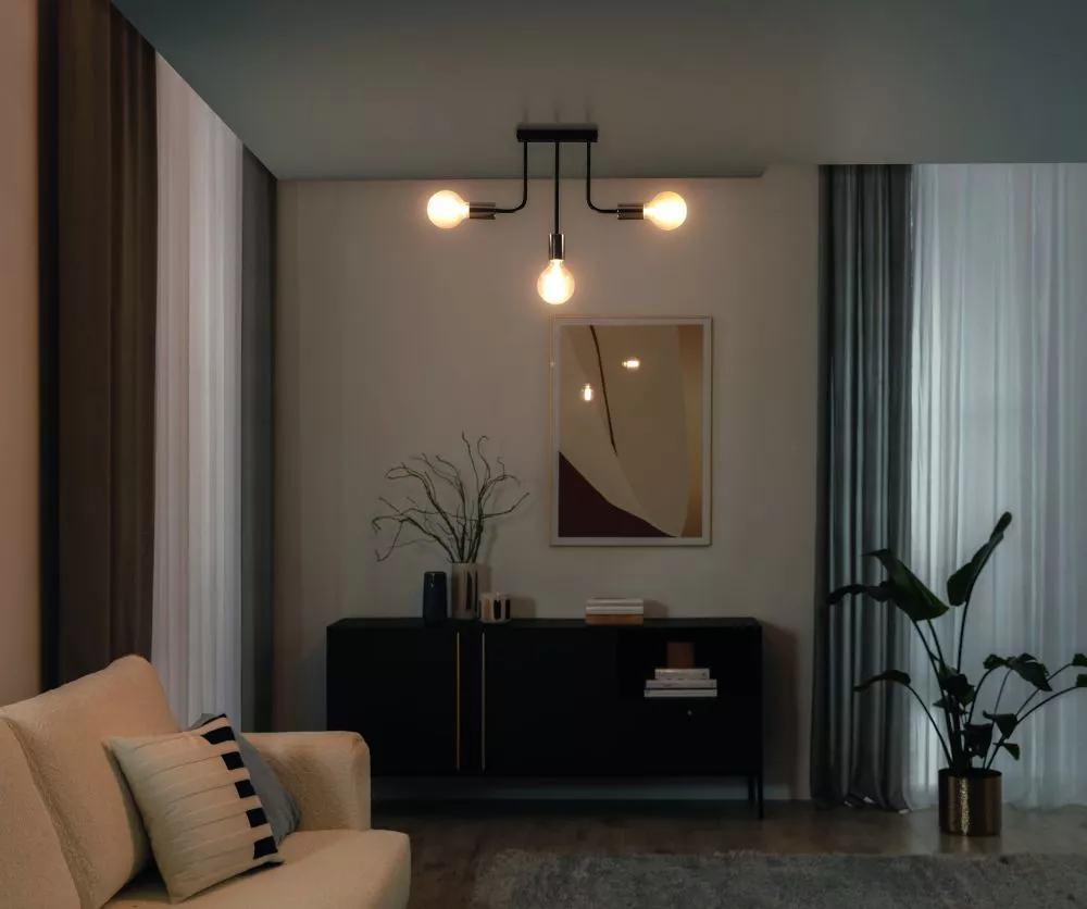 Lampa Indigeo 3 veids: lustra, · Melns · 48 × 8 × 42 cm