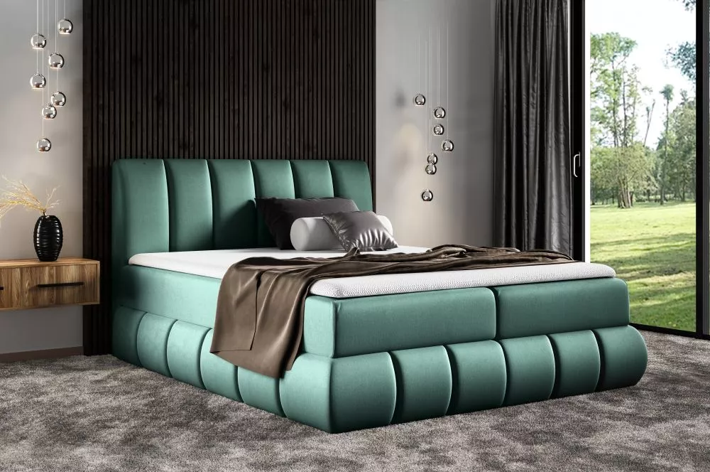 Gulta Venezia Boxspring Premium Standard Guļamvietas platums: 140 cm, Guļamvietas garums: 200 cm, · Tumši zaļš · 144 × 2