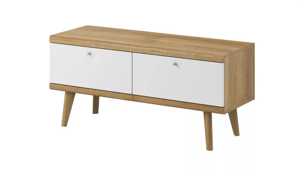 TV tumba Primo PRTV107 · Ozols riviera + balts · 107 × 40 × 50 cm