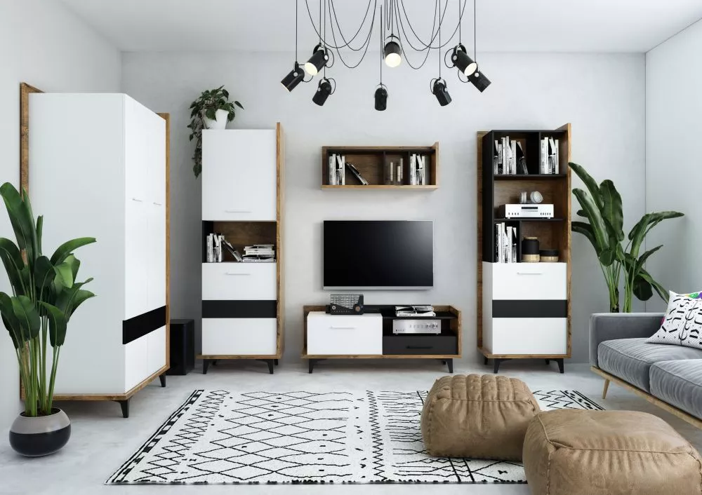 Sekcija Box Z2 Korpusa krāsa: ozols burgund, Elementu krāsa: melns + balts,