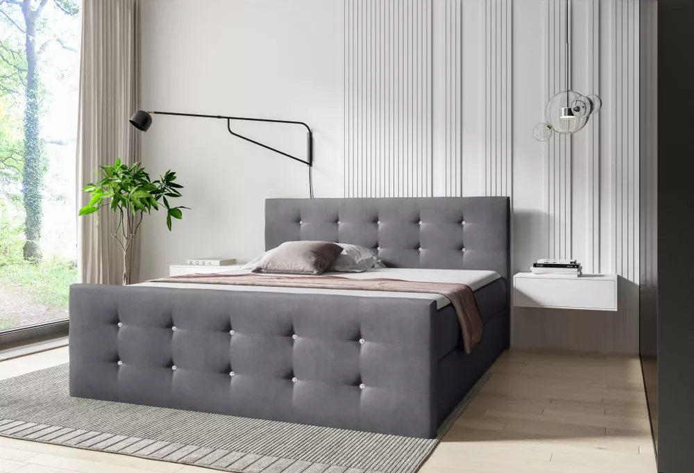 Gulta Stars Boxspring Standard Guļamvietas platums: 160 cm, Guļamvietas garums: 200 cm, · Bēši pelēks · 164 × 213 × 103 