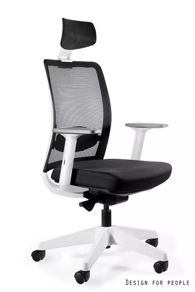 Datorkrēsls Anggun Korpusa krāsa: melns, Elementu krāsa: balts, Sēdvietas platums: 48.5 cm, · 65 × 49.5 × 114.5 cm