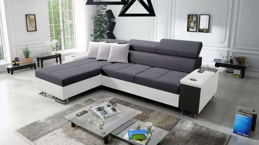 Dīvāns Morena 1 Maxi Premium Standard · Tumši pelēks + balts · 183 × 290 cm