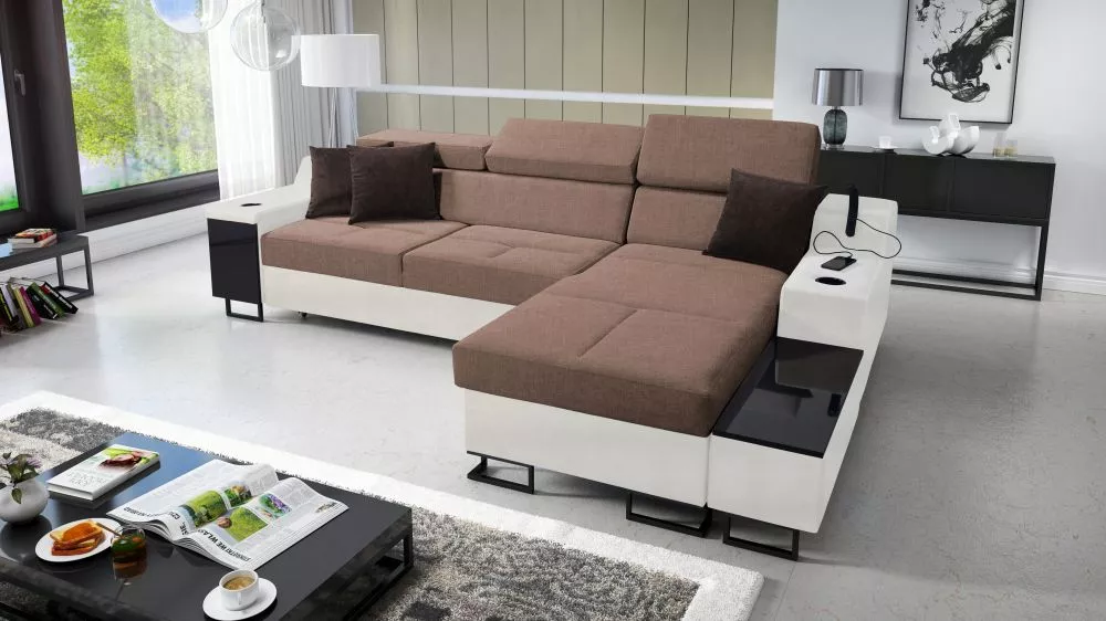 Dīvāns Alicante 1 Maxi Standard · Brūns + balts · 185 × 293 × 81 cm
